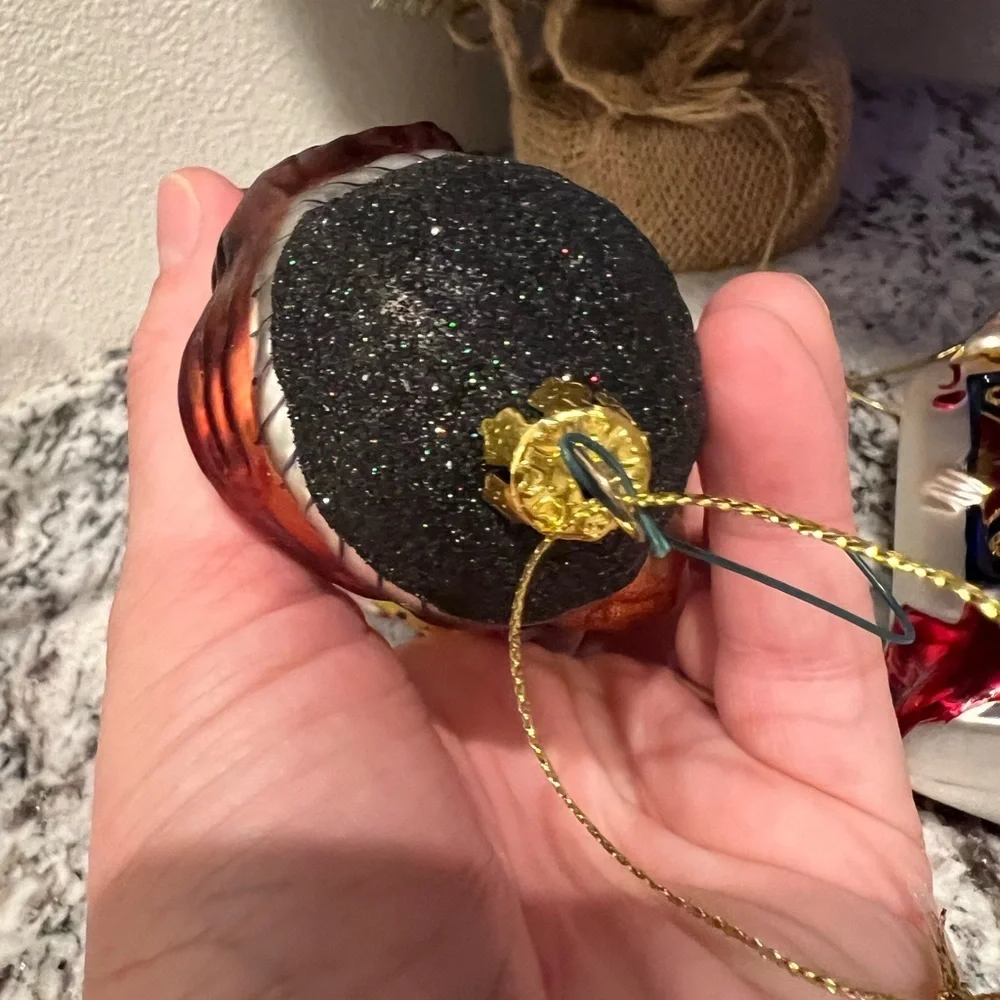 Fisherman Blown Glass Christmas Ornament Trout Creel Catch of Day Fish